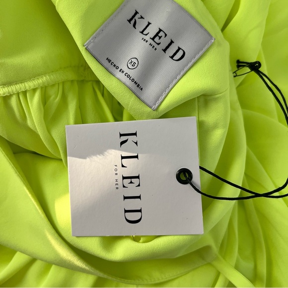 NWT Kleid For Her Neon Yellow High Low Midi Maxi Dress Asymmetrical Size XS - Picture 6 of 13